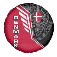 Denmark Flag Spare Tire Cover with Viking Rune Pattern and Nordic Crest Design - Wonder Print Shop