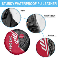 Denmark Flag Spare Tire Cover with Viking Rune Pattern and Nordic Crest Design - Wonder Print Shop