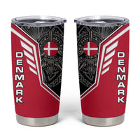 Denmark Flag Tumbler Cup with Viking Rune Pattern and Nordic Crest Design - Wonder Print Shop