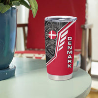 Denmark Flag Tumbler Cup with Viking Rune Pattern and Nordic Crest Design - Wonder Print Shop