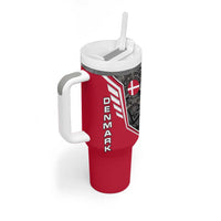 Denmark Flag Tumbler With Handle with Viking Rune Pattern and Nordic Crest Design - Wonder Print Shop