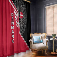 Denmark Flag Window Curtain with Viking Rune Pattern and Nordic Crest Design - Wonder Print Shop