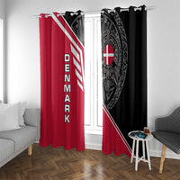 Denmark Flag Window Curtain with Viking Rune Pattern and Nordic Crest Design - Wonder Print Shop