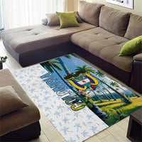 Colombia Palm Tree Landscape Area Rug with Tropical Flowers and Blue Sky Design - Wonder Print Shop