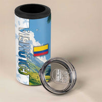 Colombia Palm Tree Landscape 4 in 1 Can Cooler Tumbler with Tropical Flowers and Blue Sky Design - Wonder Print Shop