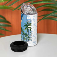 Colombia Palm Tree Landscape 4 in 1 Can Cooler Tumbler with Tropical Flowers and Blue Sky Design - Wonder Print Shop