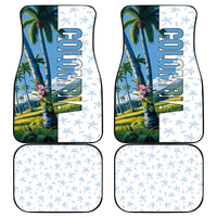 Colombia Palm Tree Landscape Car Mats with Tropical Flowers and Blue Sky Design - Wonder Print Shop