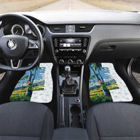 Colombia Palm Tree Landscape Car Mats with Tropical Flowers and Blue Sky Design - Wonder Print Shop