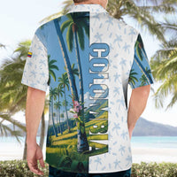 Colombia Palm Tree Landscape Hawaiian Shirt with Tropical Flowers and Blue Sky Design - Wonder Print Shop