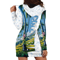 Colombia Palm Tree Landscape Hoodie Dress with Tropical Flowers and Blue Sky Design - Wonder Print Shop