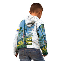 Colombia Palm Tree Landscape Kid Hoodie with Tropical Flowers and Blue Sky Design - Wonder Print Shop