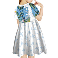 Colombia Palm Tree Landscape Kid Short Sleeve Dress with Tropical Flowers and Blue Sky Design - Wonder Print Shop