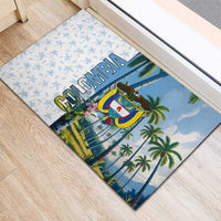Colombia Palm Tree Landscape Rubber Doormat with Tropical Flowers and Blue Sky Design - Wonder Print Shop