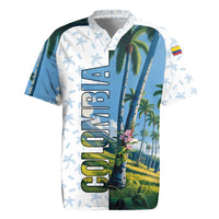 Colombia Palm Tree Landscape Rugby Jersey with Tropical Flowers and Blue Sky Design - Wonder Print Shop