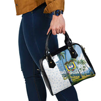 Colombia Palm Tree Landscape Shoulder Handbag with Tropical Flowers and Blue Sky Design - Wonder Print Shop