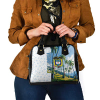 Colombia Palm Tree Landscape Shoulder Handbag with Tropical Flowers and Blue Sky Design - Wonder Print Shop