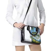 Colombia Palm Tree Landscape Shoulder Handbag with Tropical Flowers and Blue Sky Design - Wonder Print Shop
