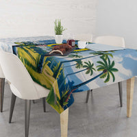 Colombia Palm Tree Landscape Tablecloth with Tropical Flowers and Blue Sky Design - Wonder Print Shop