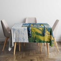 Colombia Palm Tree Landscape Tablecloth with Tropical Flowers and Blue Sky Design - Wonder Print Shop