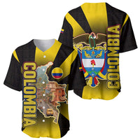 Colombia Heritage Baseball Jersey with Yellow Black Flag Map and City Street Art - Wonder Print Shop