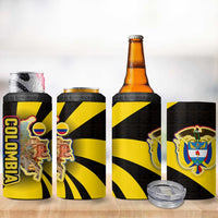 Colombia Heritage 4 in 1 Can Cooler Tumbler with Yellow Black Flag Map and City Street Art - Wonder Print Shop