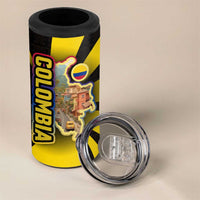 Colombia Heritage 4 in 1 Can Cooler Tumbler with Yellow Black Flag Map and City Street Art - Wonder Print Shop