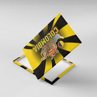 Colombia Heritage Canvas Wall Art with Yellow Black Flag Map and City Street Art - Wonder Print Shop