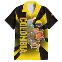 Colombia Heritage Family Matching Puletasi and Hawaiian Shirt with Yellow Black Flag Map and City Street Art - Wonder Print Shop