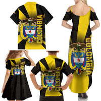 Colombia Heritage Family Matching Summer Maxi Dress and Hawaiian Shirt with Yellow Black Flag Map and City Street Art - Wonder Print Shop