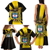 Colombia Heritage Family Matching Tank Maxi Dress and Hawaiian Shirt with Yellow Black Flag Map and City Street Art - Wonder Print Shop