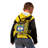 Colombia Heritage Kid Hoodie with Yellow Black Flag Map and City Street Art - Wonder Print Shop