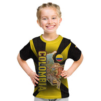 Colombia Heritage Kid T Shirt with Yellow Black Flag Map and City Street Art - Wonder Print Shop