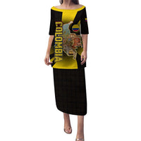 Colombia Heritage Puletasi with Yellow Black Flag Map and City Street Art - Wonder Print Shop