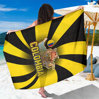 Colombia Heritage Sarong with Yellow Black Flag Map and City Street Art - Wonder Print Shop