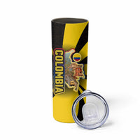 Colombia Heritage Skinny Tumbler with Yellow Black Flag Map and City Street Art - Wonder Print Shop