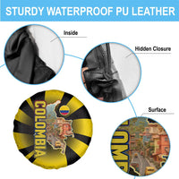 Colombia Heritage Spare Tire Cover with Yellow Black Flag Map and City Street Art - Wonder Print Shop
