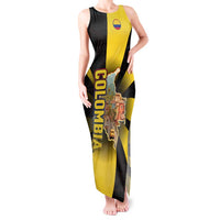 Colombia Heritage Tank Maxi Dress with Yellow Black Flag Map and City Street Art - Wonder Print Shop