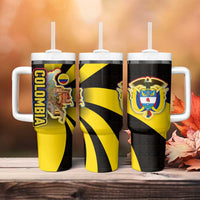 Colombia Heritage Tumbler With Handle with Yellow Black Flag Map and City Street Art - Wonder Print Shop