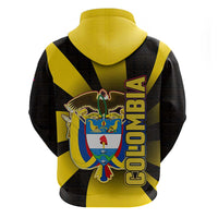 Colombia Heritage Zip Hoodie with Yellow Black Flag Map and City Street Art - Wonder Print Shop