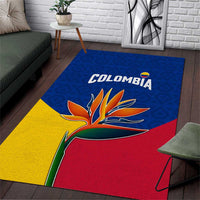 Colombia Heliconia Flower Area Rug with Flag Colors and Blue Cultural Pattern Design - Wonder Print Shop
