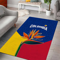 Colombia Heliconia Flower Area Rug with Flag Colors and Blue Cultural Pattern Design - Wonder Print Shop
