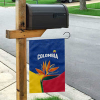 Colombia Heliconia Flower Garden Flag with Flag Colors and Blue Cultural Pattern Design - Wonder Print Shop