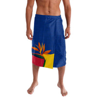 Colombia Heliconia Flower Lavalava with Flag Colors and Blue Cultural Pattern Design - Wonder Print Shop