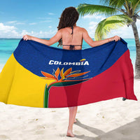 Colombia Heliconia Flower Sarong with Flag Colors and Blue Cultural Pattern Design - Wonder Print Shop