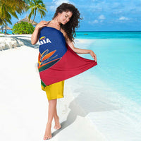 Colombia Heliconia Flower Sarong with Flag Colors and Blue Cultural Pattern Design - Wonder Print Shop