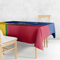 Colombia Heliconia Flower Tablecloth with Flag Colors and Blue Cultural Pattern Design - Wonder Print Shop