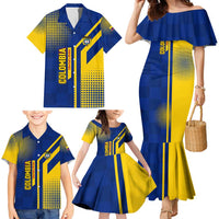 Colombia Flag Colors Family Matching Mermaid Dress and Hawaiian Shirt with National Crest and Libertad y Orden Motto Design - Wonder Print Shop