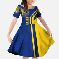 Colombia Flag Colors Family Matching Off Shoulder Maxi Dress and Hawaiian Shirt with National Crest and Libertad y Orden Motto Design - Wonder Print Shop