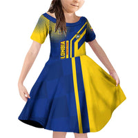 Colombia Flag Colors Family Matching Off Shoulder Short Dress and Hawaiian Shirt with National Crest and Libertad y Orden Motto Design - Wonder Print Shop