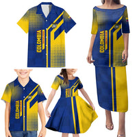 Colombia Flag Colors Family Matching Puletasi and Hawaiian Shirt with National Crest and Libertad y Orden Motto Design - Wonder Print Shop